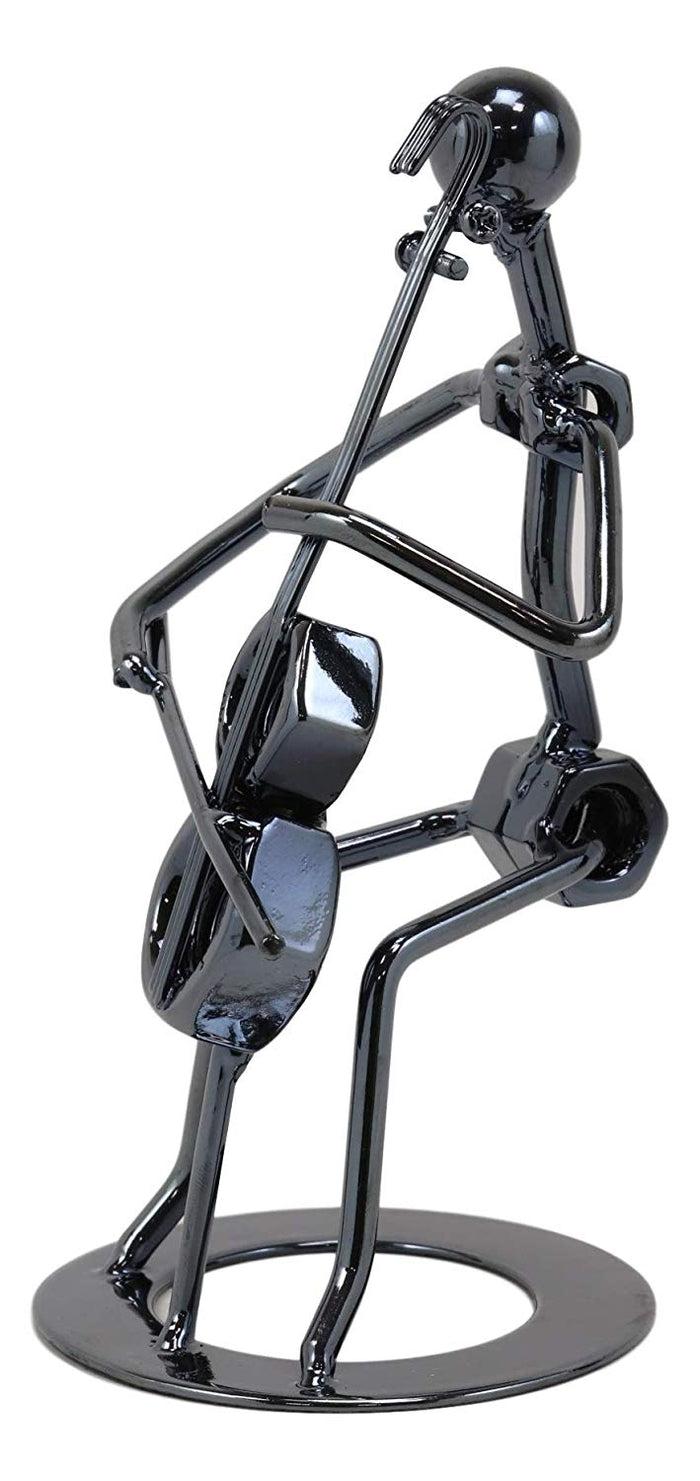 Ebros Gift Music Instrument Cello Player Musician 3D Hand Sculpted Metal Art Decor