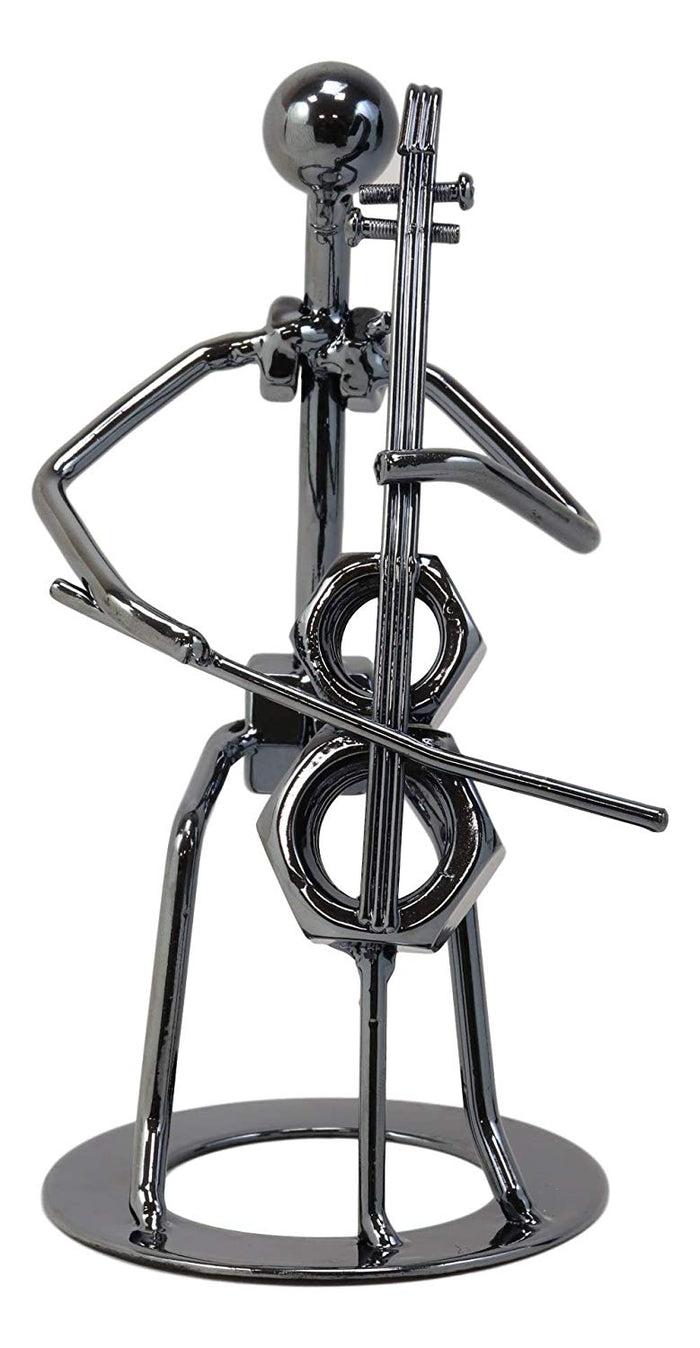 Ebros Gift Music Instrument Cello Player Musician 3D Hand Sculpted Metal Art Decor