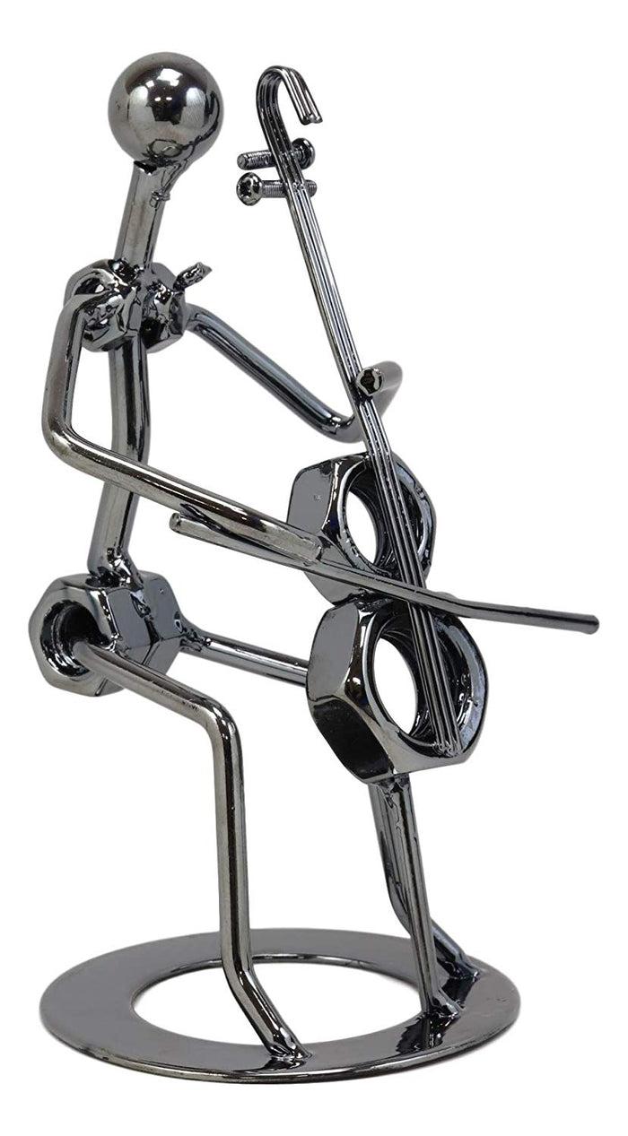 ebros gift Music Instrument Cello Player Musician 3D Hand Sculpted Metal Art Decor