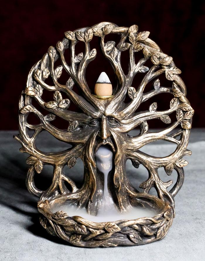 ebros gift Mysterious Forest Celtic Greenman Dryad Tree Of Life Backflow Incense Burner