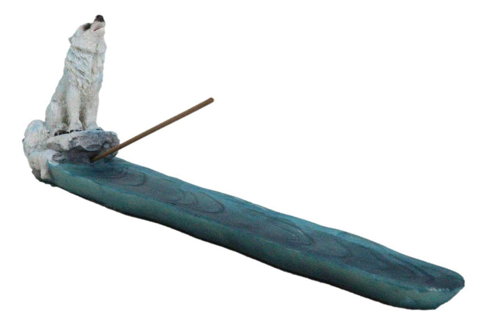 Ebros Gift Mystic Alpha Snow Arctic White Wolf Ghost Howling Incense Burner Holder Figurine