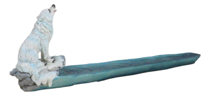 Ebros Gift Mystic Alpha Snow Arctic White Wolf Ghost Howling Incense Burner Holder Figurine