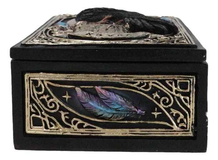 Ebros Gift Mystic Raven Crow Crescent Moon Wicca Divination Ornate Tarot Cards Trinket Box