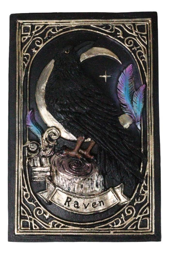 Ebros Gift Mystic Raven Crow Crescent Moon Wicca Divination Ornate Tarot Cards Trinket Box
