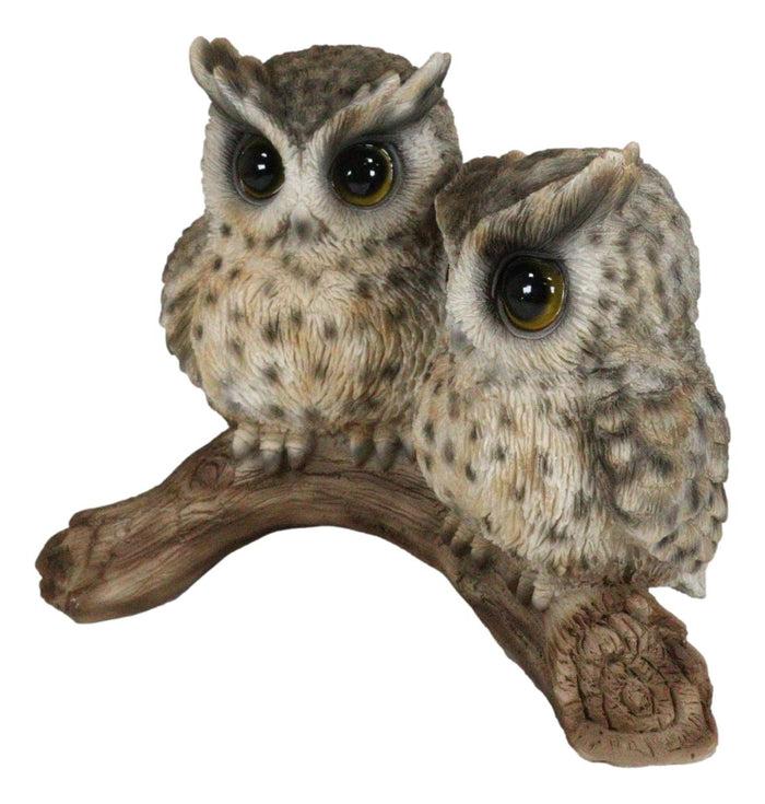 Ebros Gift Mystical Forest Great Horned Owlet Owl Birds Couple Pair On Tree Branch Statue