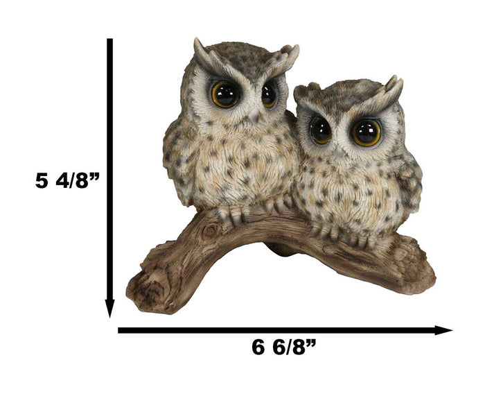 Ebros Gift Mystical Forest Great Horned Owlet Owl Birds Couple Pair On Tree Branch Statue