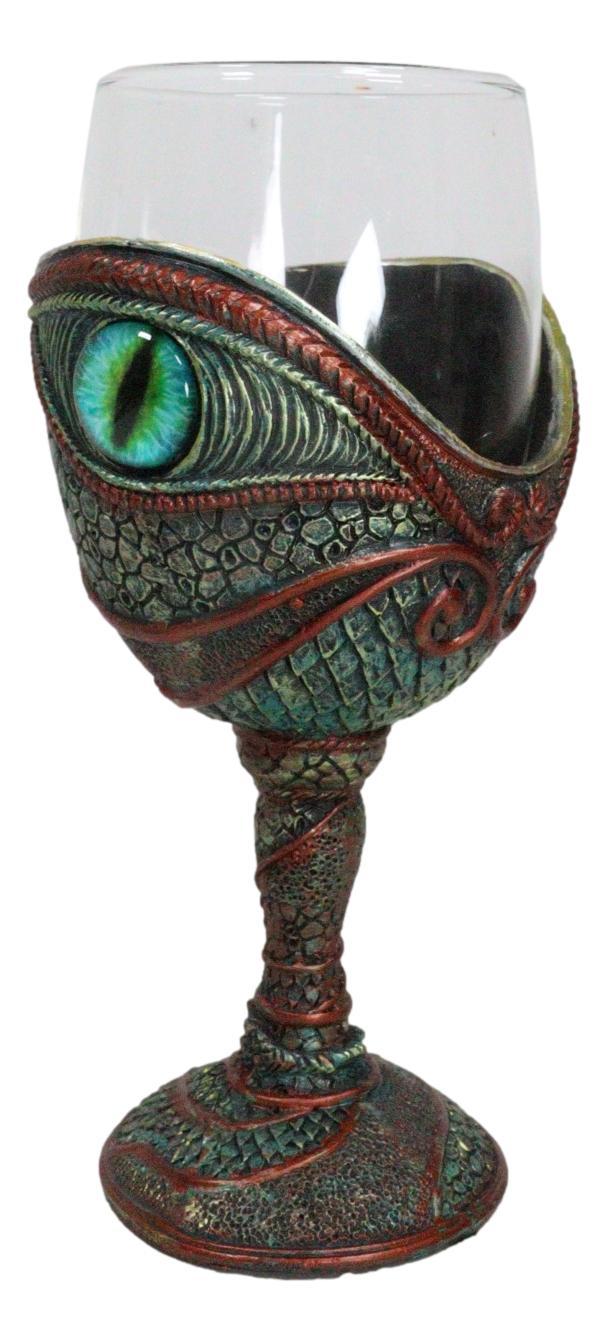 Ebros Gift Mystical Horus Wedjat Gaze Eye Of The Dragon Scales Wine Glass Goblet Chalice