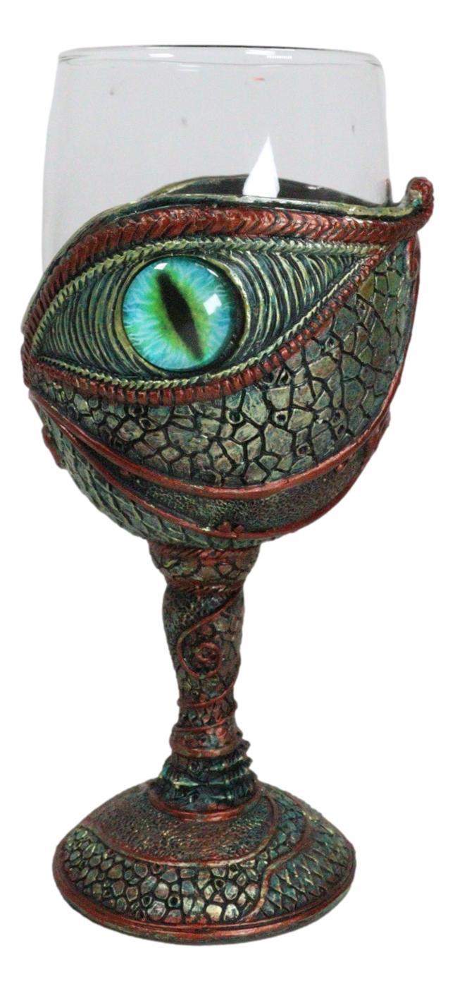 Ebros Gift Mystical Horus Wedjat Gaze Eye Of The Dragon Scales Wine Glass Goblet Chalice