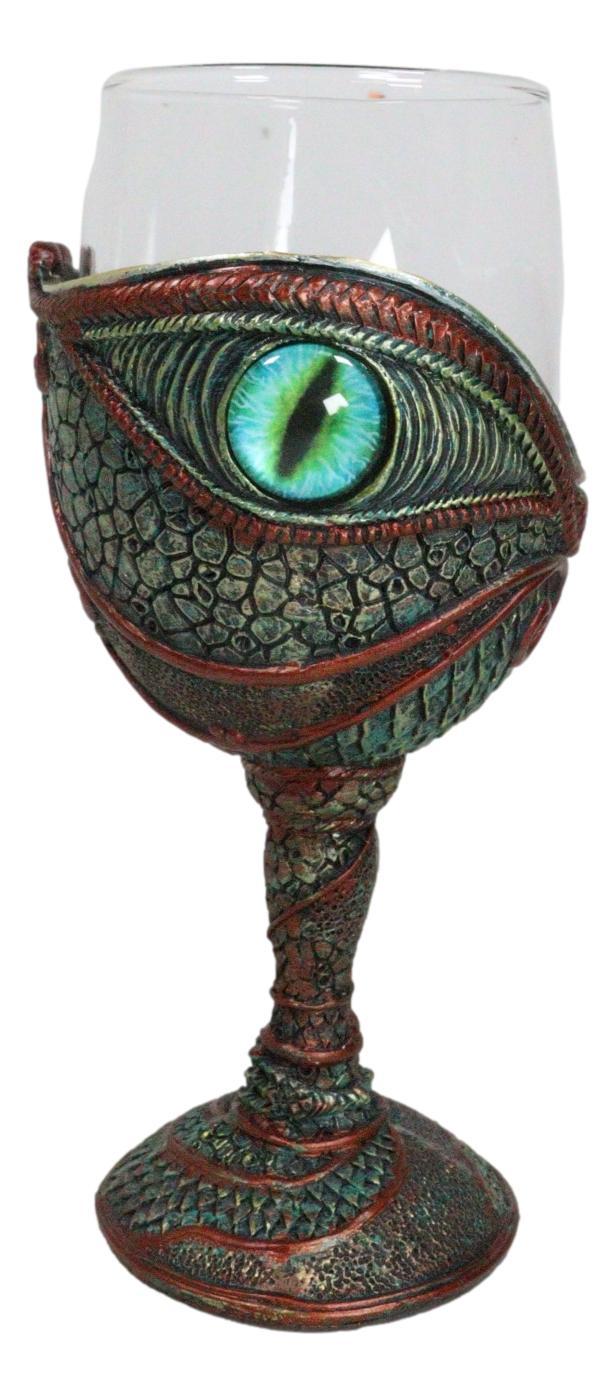 ebros gift Mystical Horus Wedjat Gaze Eye Of The Dragon Scales Wine Glass Goblet Chalice