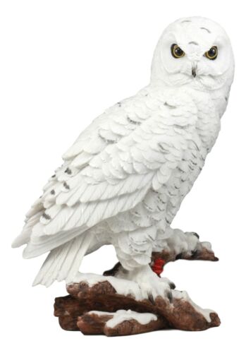 Ebros Gift Mystical White Snow Owl Bird Statue 12.25"Tall Nocturnal Bird Wildlife Owl Decor