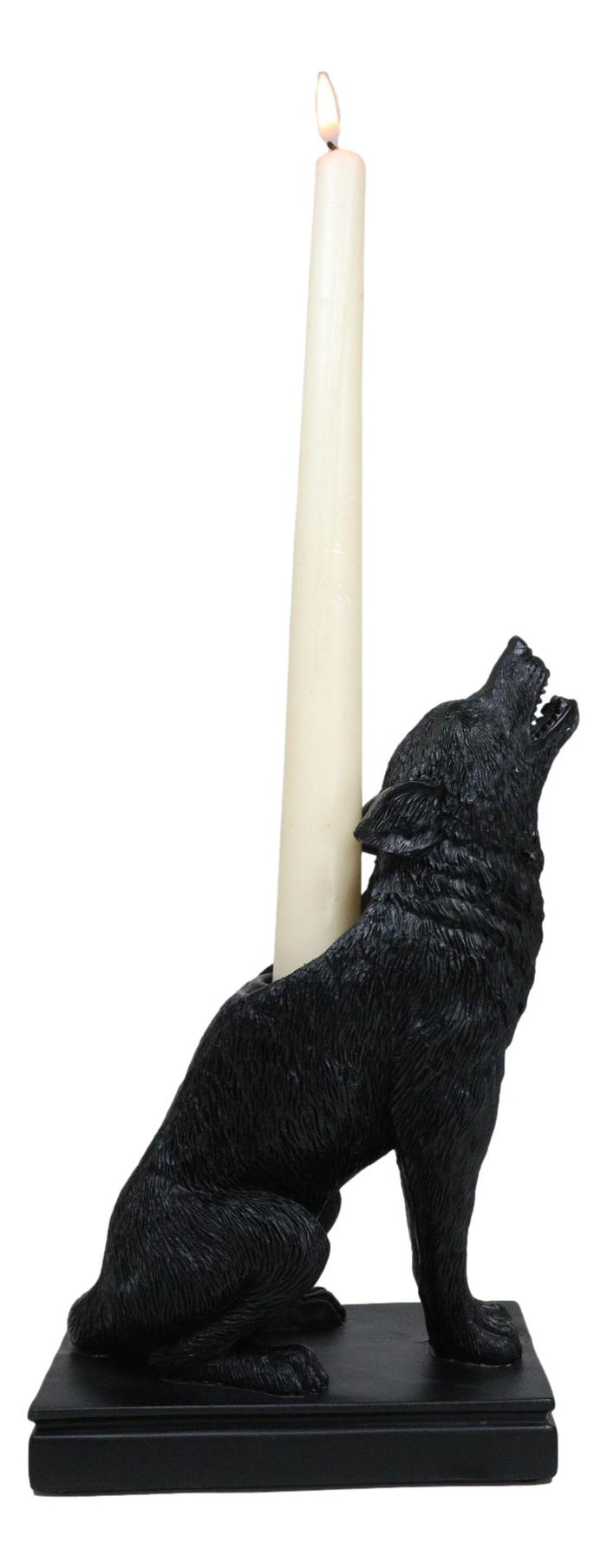 Ebros Gift Mystical Wicca Gothic Alpha Gray Wolf Ulula Noctis Candlestick Holder Figurine