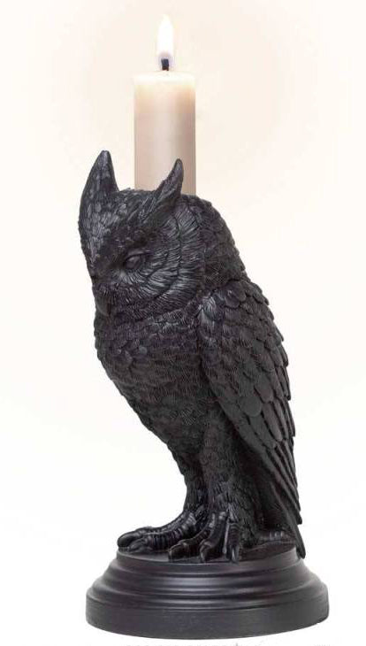 ebros gift Mystical Wicca Gothic Owl Of Astrontiel Candlestick Candle Holder Figurine