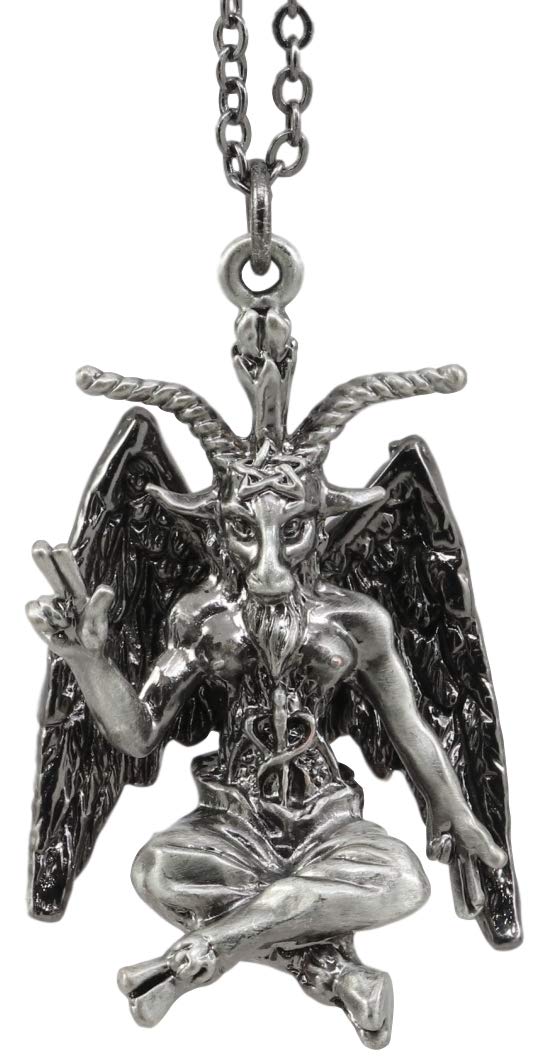 Ebros Gift MystiKraft Sabbatic Baphomet With Pentagram Necklace Pendant With Chain