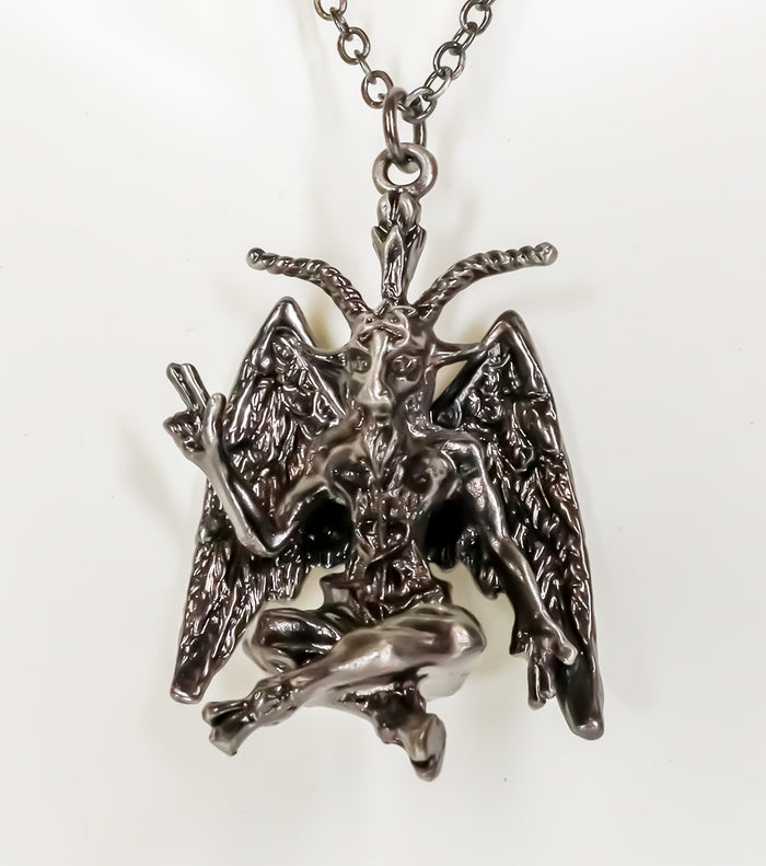 Ebros Gift MystiKraft Sabbatic Baphomet With Pentagram Necklace Pendant With Chain