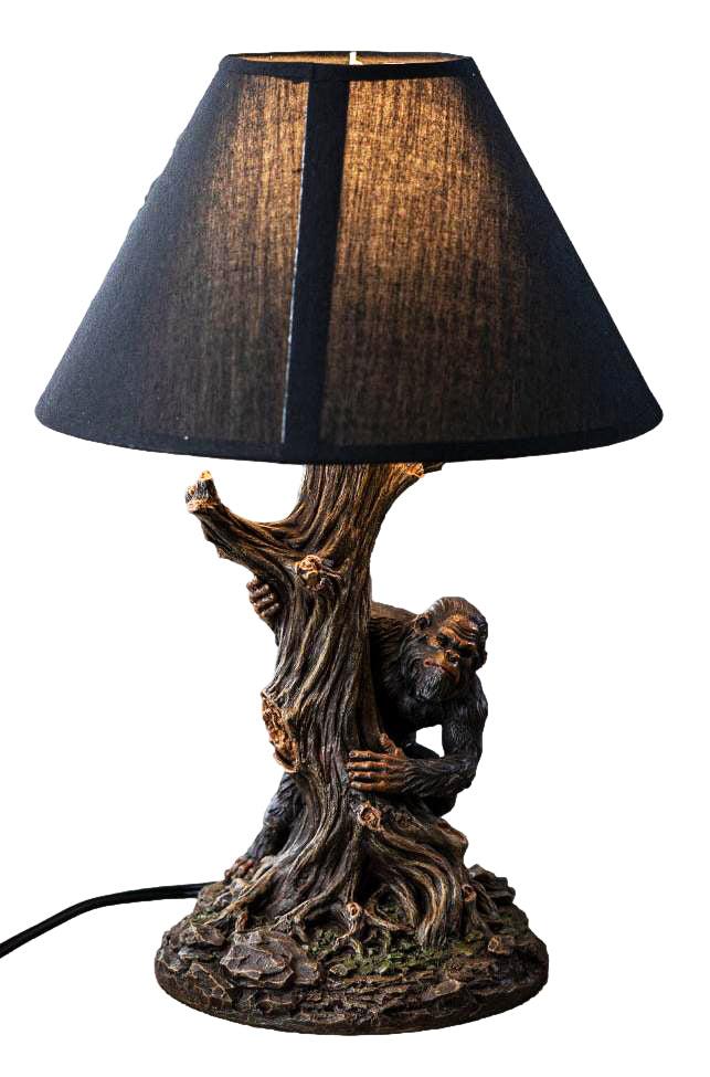 ebros gift Mythical Creature Sasquatch Big Foot Cryptid Ape by Tree Trunk Table Lamp Decor