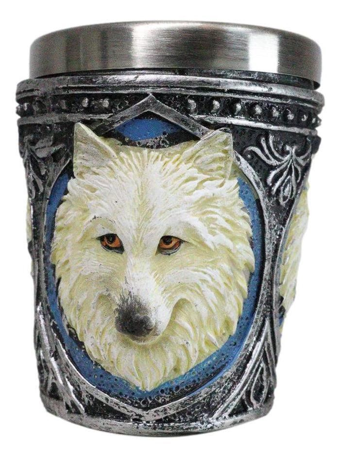 Ebros Gift Mythical Fantasy Albino Snow White Wolf Shot Glasses 2-Ounce Set Of 4 Novelties