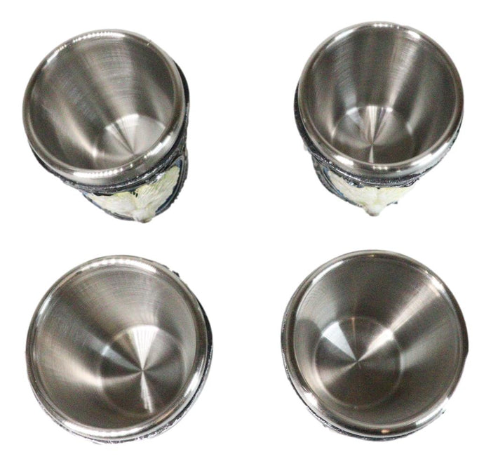 Ebros Gift Mythical Fantasy Albino Snow White Wolf Shot Glasses 2-Ounce Set Of 4 Novelties