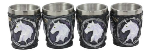 Ebros Gift Mythical Fantasy Celtic Sacred Unicorn Shot Glasses 2-Ounce Set Of 4 Novelties