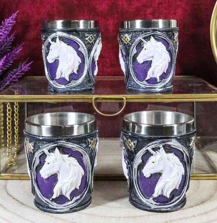 ebros gift Mythical Fantasy Celtic Sacred Unicorn Shot Glasses 2-Ounce Set Of 4 Novelties