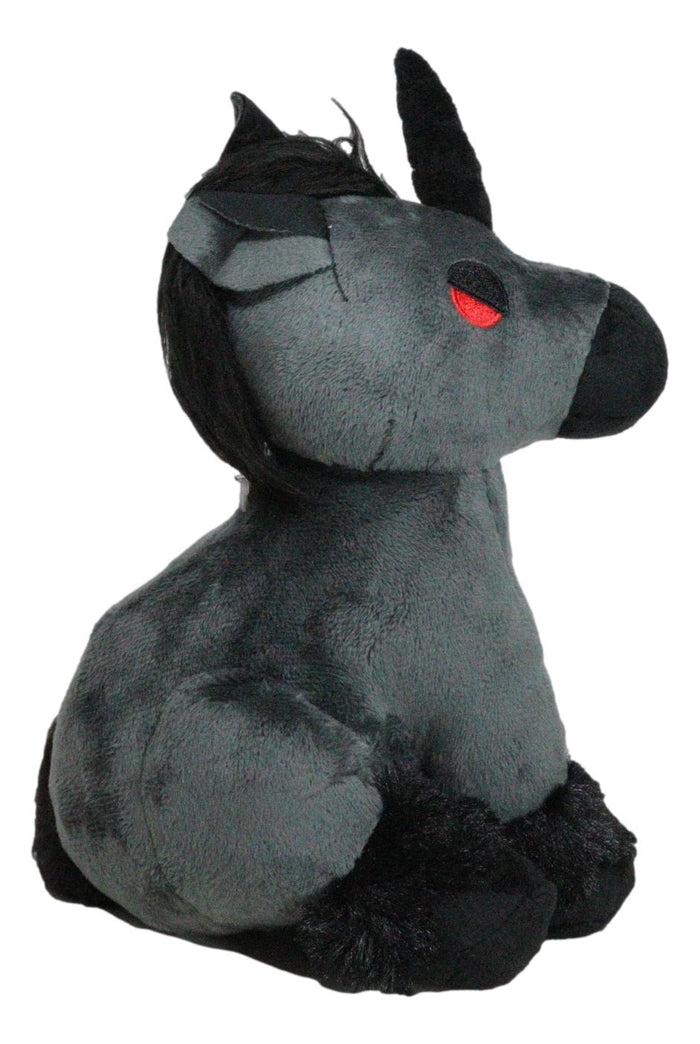 Ebros Gift Mythical Fantasy Legend Black Dark Unicorn Hell Steed Luxe Soft Plush Toy Doll