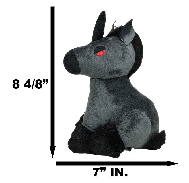 Ebros Gift Mythical Fantasy Legend Black Dark Unicorn Hell Steed Luxe Soft Plush Toy Doll
