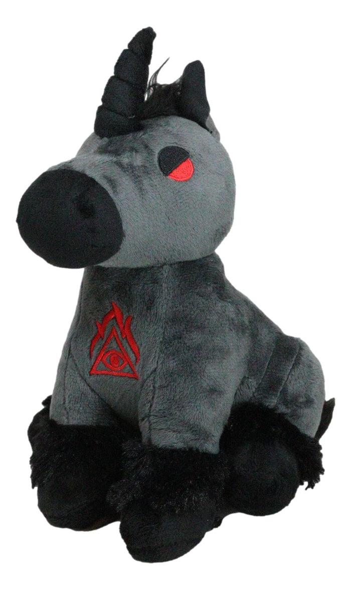 Ebros Gift Mythical Fantasy Legend Black Dark Unicorn Hell Steed Luxe Soft Plush Toy Doll