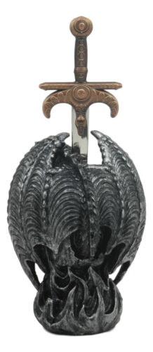 Ebros Gift Mythical Winged Dragon On Skull Base With Blade Of Ragnarok Letter Opener Figure