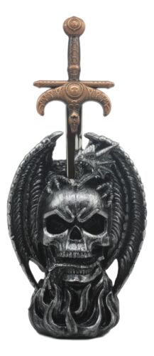 ebros gift Mythical Winged Dragon On Skull Base With Blade Of Ragnarok Letter Opener Figure