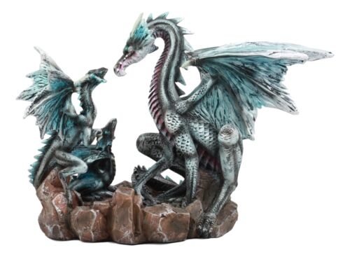 Ebros Gift Narygos Blue Iceberg Mother Dragon With Baby Dragons Statue Home Decor Fantasy
