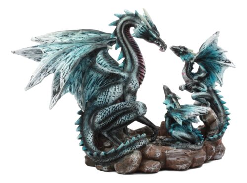 Ebros Gift Narygos Blue Iceberg Mother Dragon With Baby Dragons Statue Home Decor Fantasy
