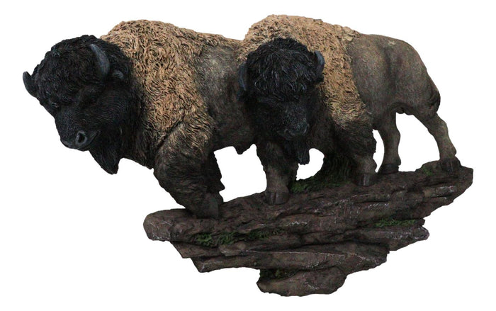 Ebros Gift Native American Brown Bison Buffalo Herd On Pasture Wall Sculpture Relief 14"L