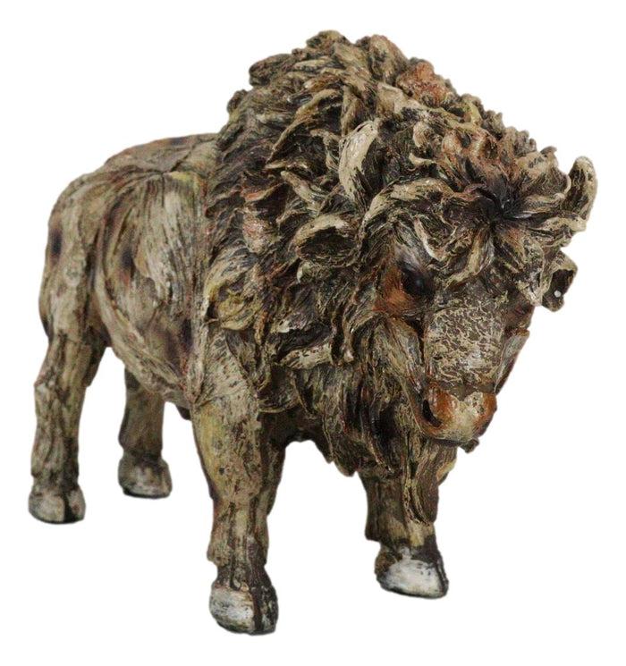 Ebros Gift Native American Grassland Plains Wild Bison Buffalo Faux Wooden Resin Sculpture