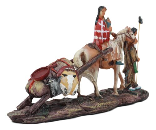 Ebros Gift Native American Indian Aborigine Family Unit Pilgrimage With Horse Figurine