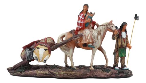 Ebros Gift Native American Indian Aborigine Family Unit Pilgrimage With Horse Figurine