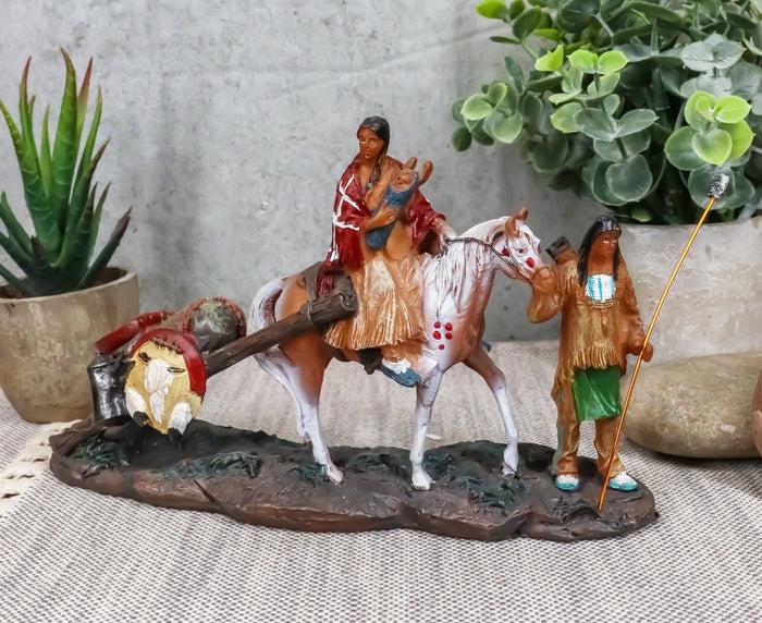 ebros gift Native American Indian Aborigine Family Unit Pilgrimage With Horse Figurine