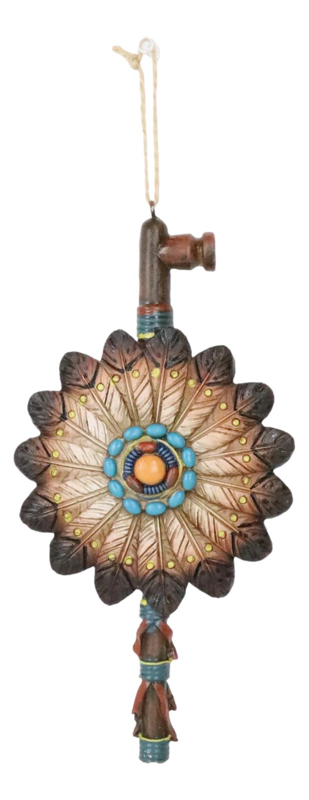 Ebros Gift Native American Indian Calumet Peace Dreamcatcher Feathers Wall Ornament Decor