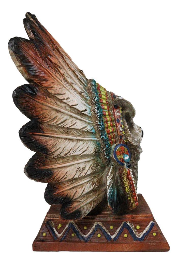 Ebros Gift Native American Indian Great Horned Owl Chief With Roach Headdress Figurine