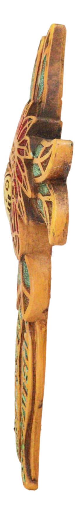 Ebros Gift Native American Indian Owl Chief With Headdress Floral Faux Wooden Wall Cross