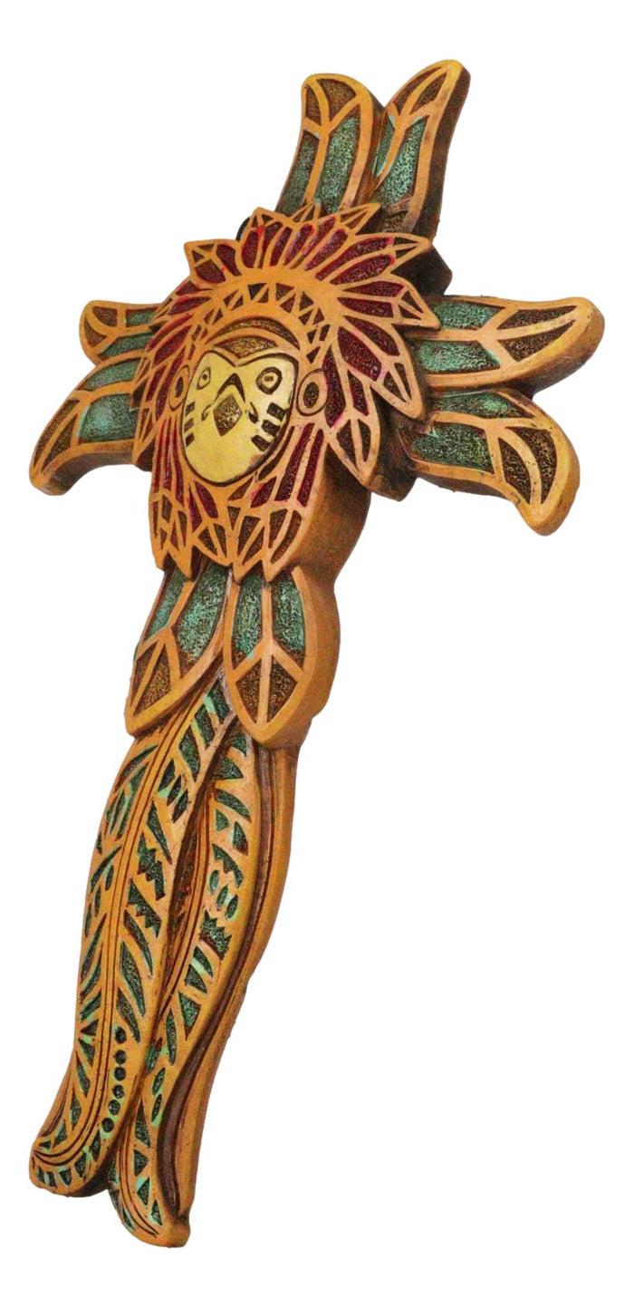 Ebros Gift Native American Indian Owl Chief With Headdress Floral Faux Wooden Wall Cross