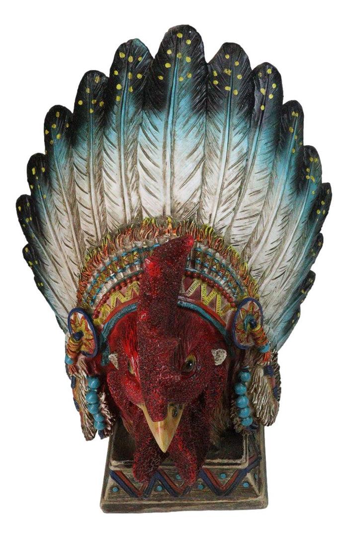 Ebros Gift Native American Indian Rooster Chicken Chief With Roach Headdress Figurine