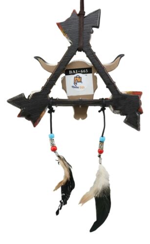 Ebros Gift Native Indian 3 Arrows White Buffalo Bison Dream Catcher Wall Hanging Home Decor