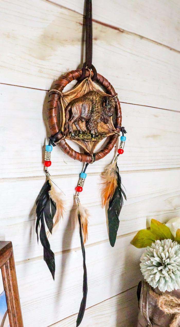 Ebros Gift Native Indian Sacred Bison Buffalo Dreamcatcher Wall Hanging Decor Dream Catcher