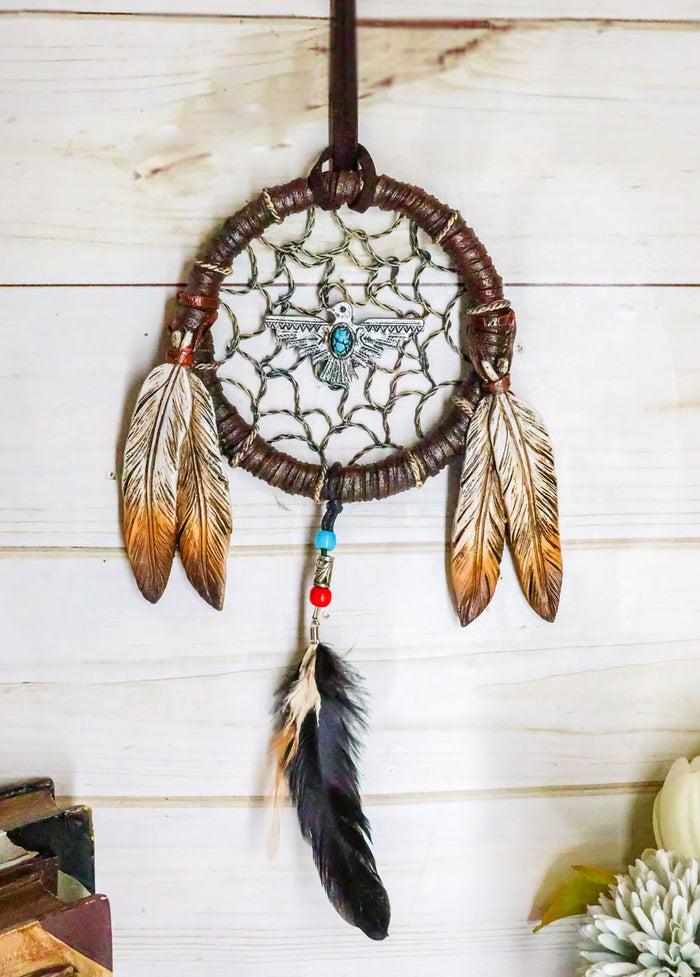 ebros gift Native Indian Turquoise Raven Ring Dreamcatcher Wall Hanging Decor Dream Catcher