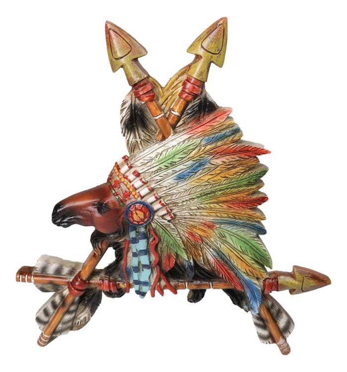 Ebros Gift Native Tribal American Indian Chief Horse In Headdress With 3 Arrows Wall Decor