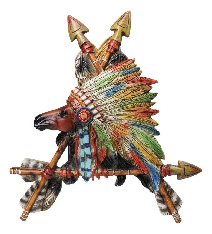 ebros gift Native Tribal American Indian Chief Horse In Headdress With 3 Arrows Wall Decor