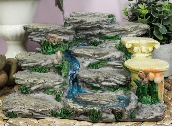 ebros gift Nature Terraced Mountain Waterfall Stream Steps Display Figurine For Miniatures