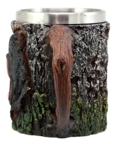 Ebros Gift Nature Wildlife Roaring Black Bear Coffee Mug With Rustic Tree Bark Design 12oz
