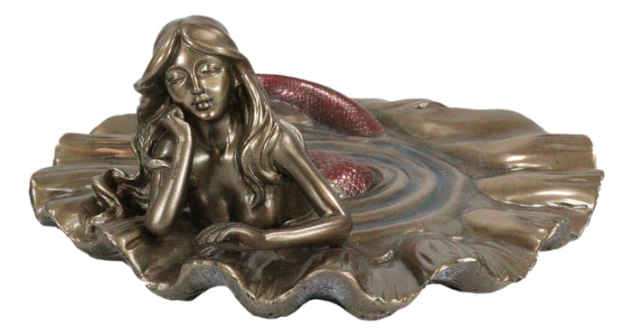 ebros gift Nautical Daydreaming Mermaid Sitting By Pond Soap Dish Figurine Or Jewelry Dish