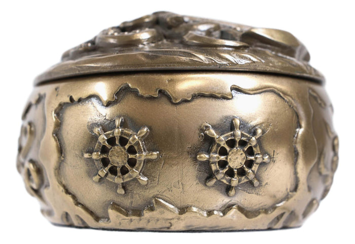 Ebros Gift Nautical Kraken Octopus With Ship Anchor Decorative Jewelry Box Figurine 4"Diam