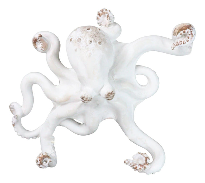 Ebros Gift Nautical Marine Antique White Giant Octopus Multi Point Tentacles Wall Hooks
